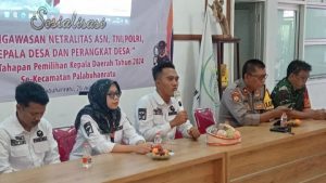 Panwascam Palabuhanratu Menggelar Sosialisasi Pengawasan Netralitas ASN TNI-Polri dan Para Kades Menghadapi Pilkada Serentak 2024,